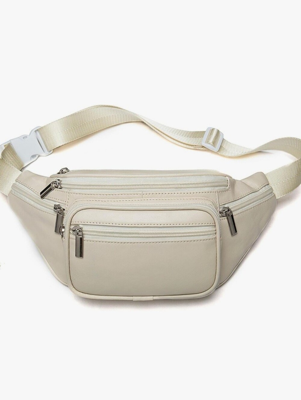 Genuine Leather Taupe Unisex Adjustable Crossbody Shoulder Waist Fanny Pack